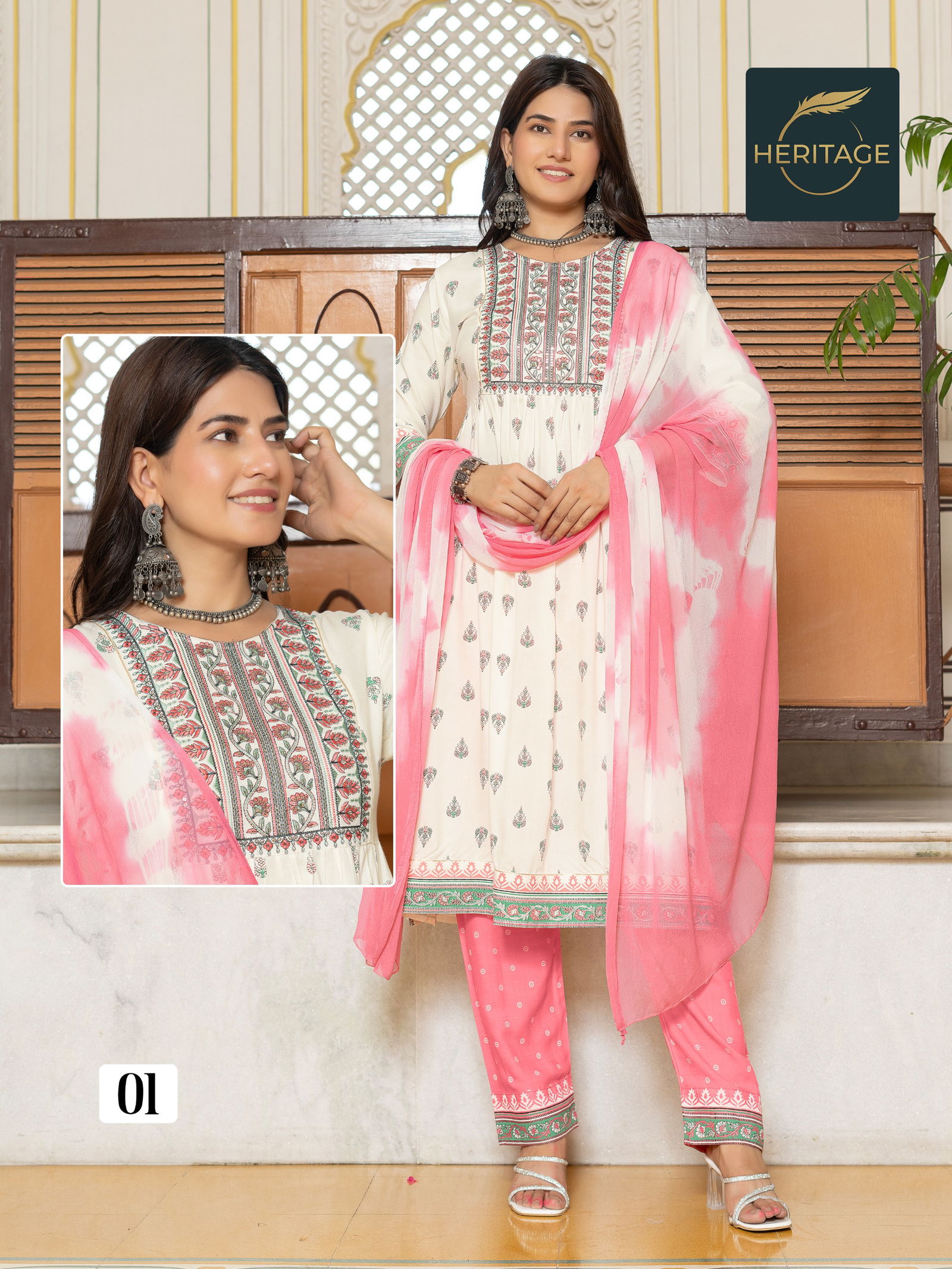Kavya By Heritage Rayon Printed Embroidery Kurti With Bottom Dupatta Wholesale Market In Surat